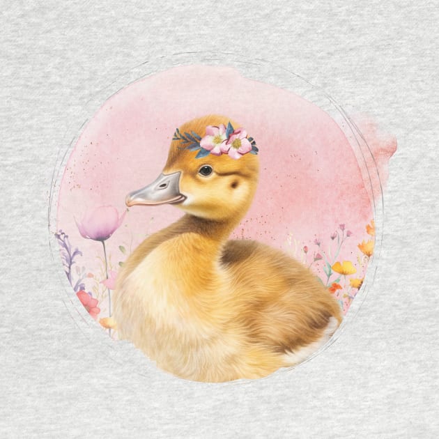 Cute Baby Duck With Floral Crown by Alienated